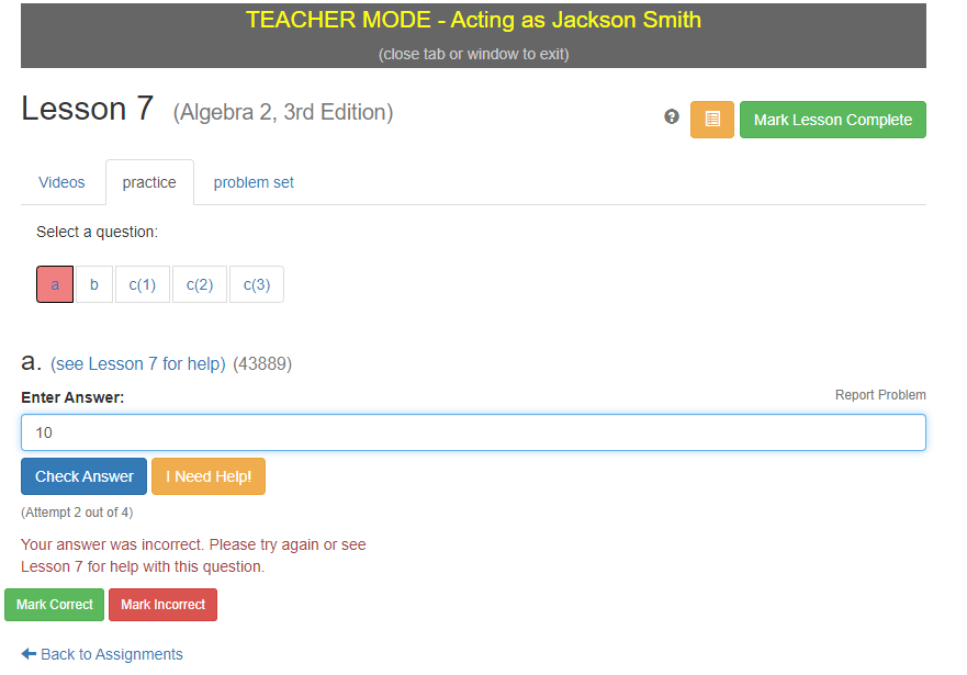 What Is Teacher Mode My Math Assistant